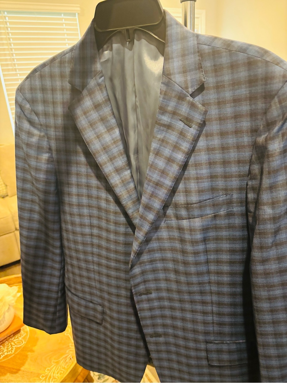 Hart Schaffner Marx Blue Plaid Sport Coat Blazer